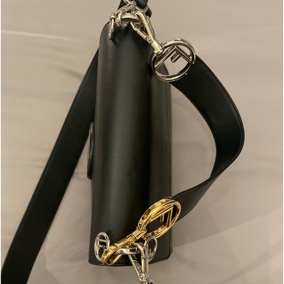 Fendi Logo Leather and Velvet Shoulder Bag - Picture 4 of 8